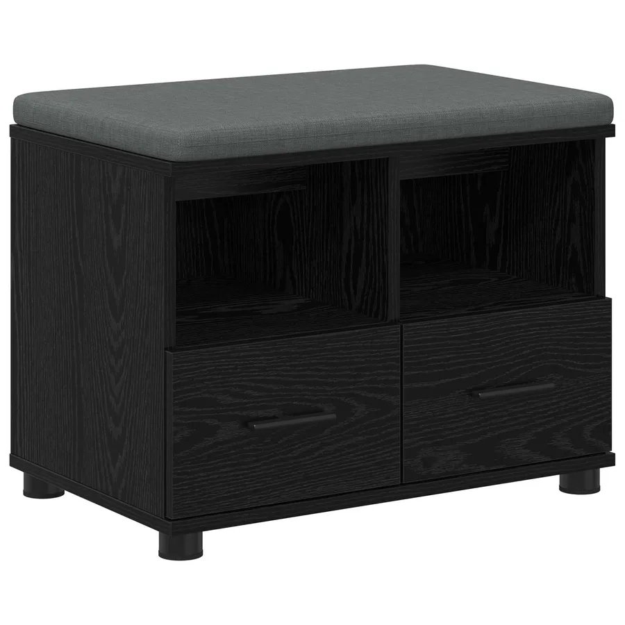 Banc d'entrée avec coussin Chêne Noir 60 x 38 x 46 cm - 2