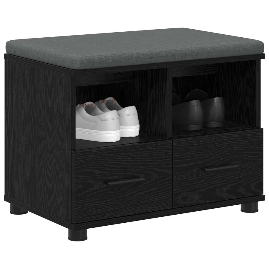 Banc d'entrée avec coussin Chêne Noir 60 x 38 x 46 cm - 3