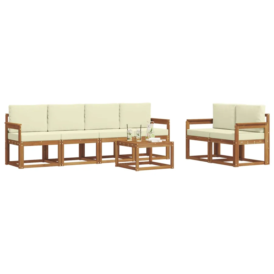 Ensemble de canapés d'extérieur 7 pcs Naturel et Crème - 3