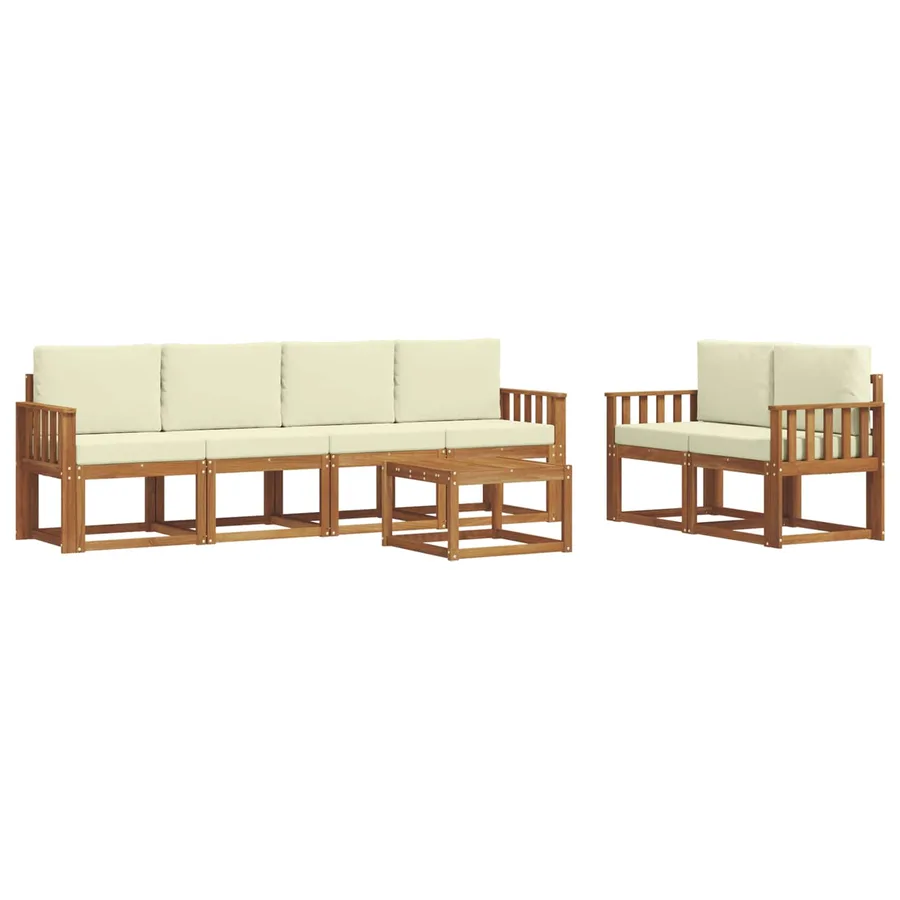 Ensemble de canapés d'extérieur 7 pcs Naturel et Crème - 2