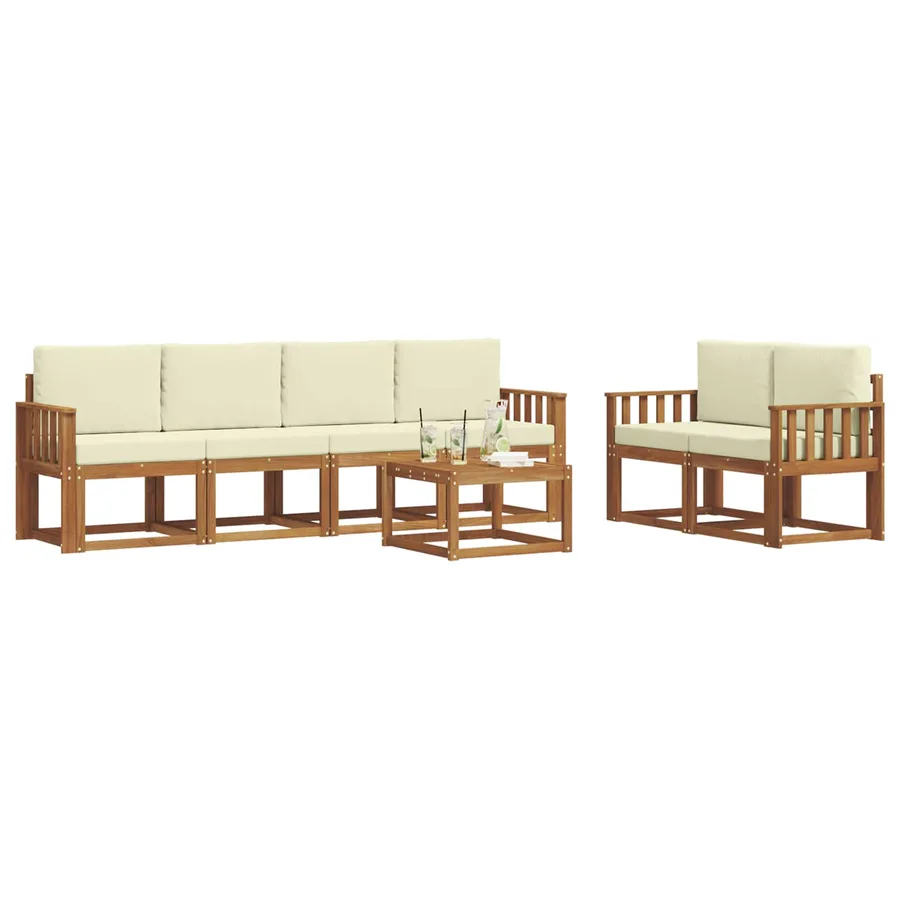 Ensemble de canapés d'extérieur 7 pcs Naturel et Crème - 3