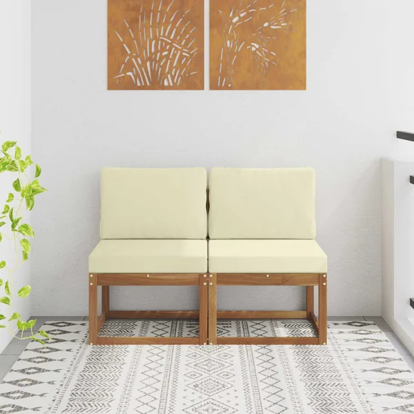 2 Pièce Sofa de milieu extérieur Bois d'Acacia Massif