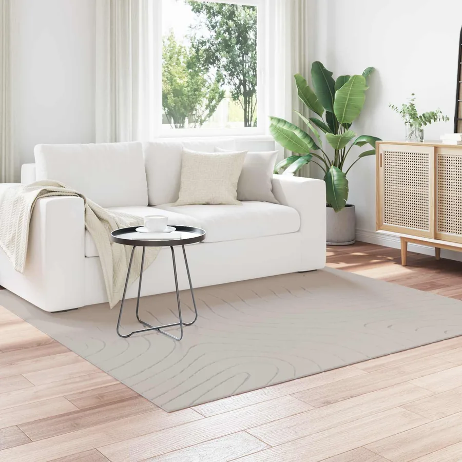 Tapis de surface Carré PALMERAS Crème 120 x 120 cm Polyester