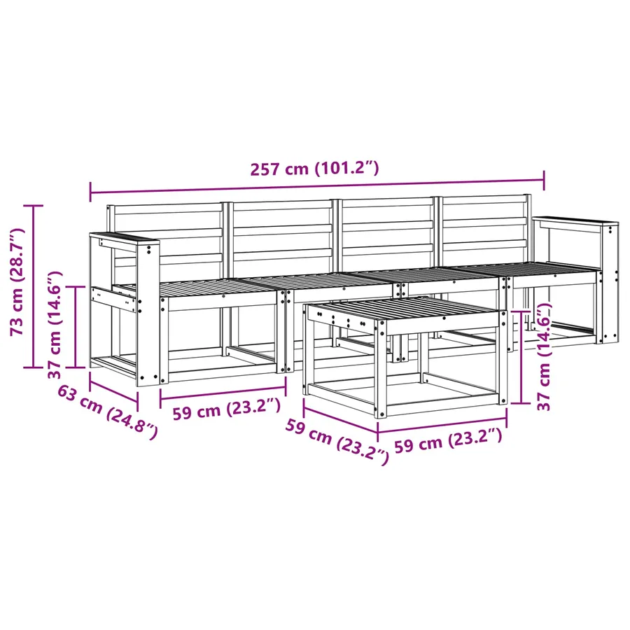 Ensemble de canapés d'extérieur 5 pcs Naturel - 9