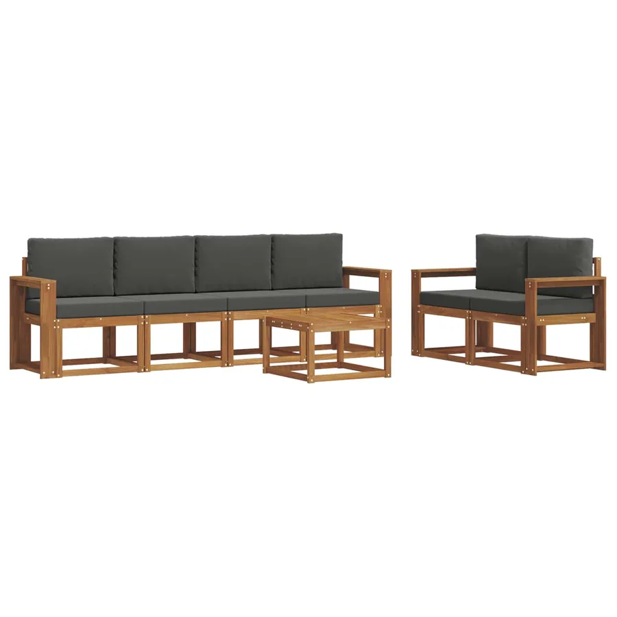 Ensemble de canapés d'extérieur 7 pcs Naturel et Anthracite - 2