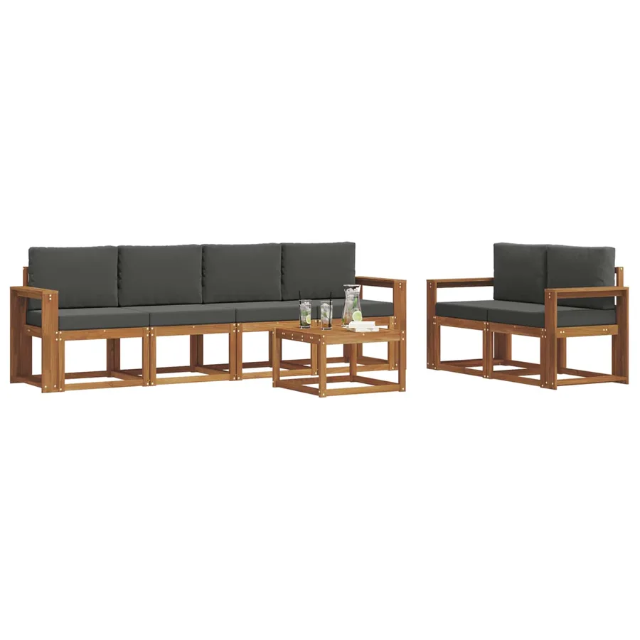 Ensemble de canapés d'extérieur 7 pcs Naturel et Anthracite - 3