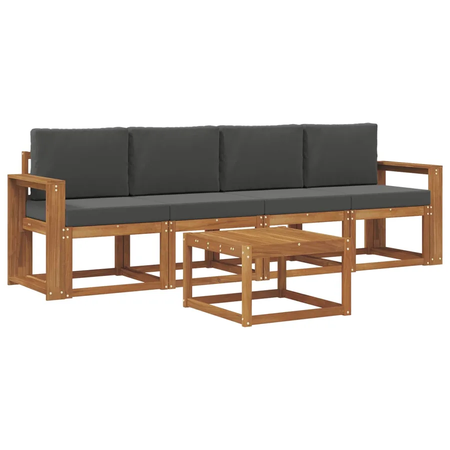 Ensemble de canapés d'extérieur 5 pcs Naturel et Anthracite - 2