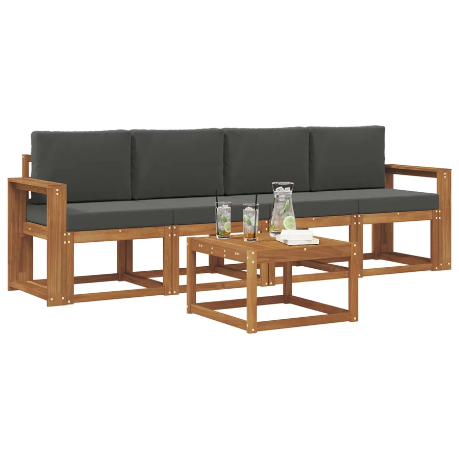 Ensemble de canapés d'extérieur 5 pcs Naturel et Anthracite - 3