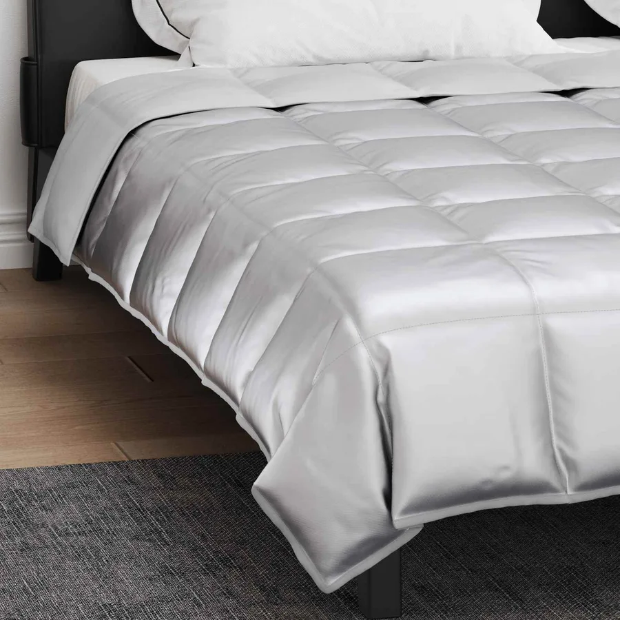 Duvet d'été simple Argenté 200 x 220 cm Satin et Microfibre - 4