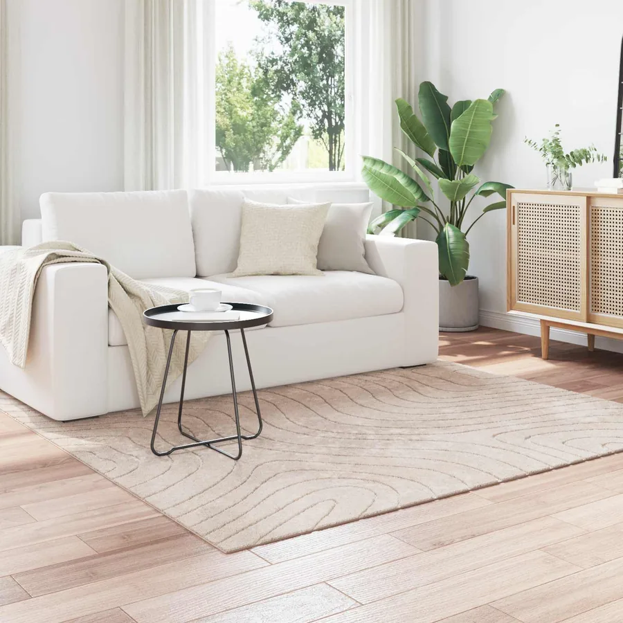 Tapis de surface Carré PALMERAS Beige 200 x 200 cm Polyester