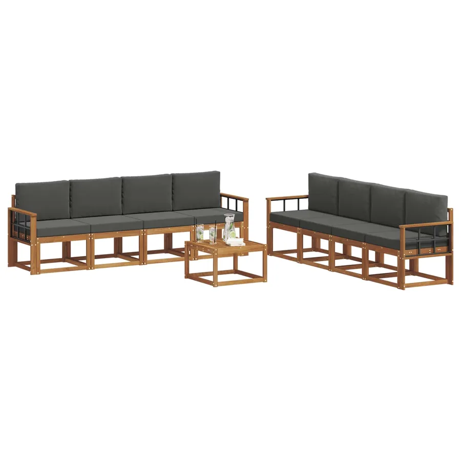 Ensemble de canapés d'extérieur 9 pcs Naturel et Anthracite - 3