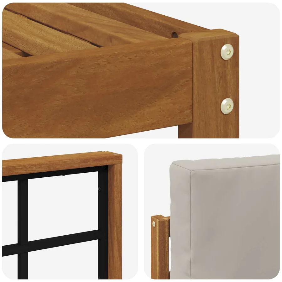 Ensemble de canapés d'extérieur 5 pcs Gris Naturel et Clair - 5
