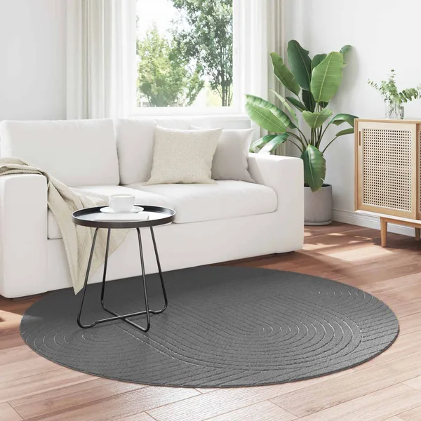 Tapis de surface Rond PALMERAS Anthracite Ø 160 CM Polyester