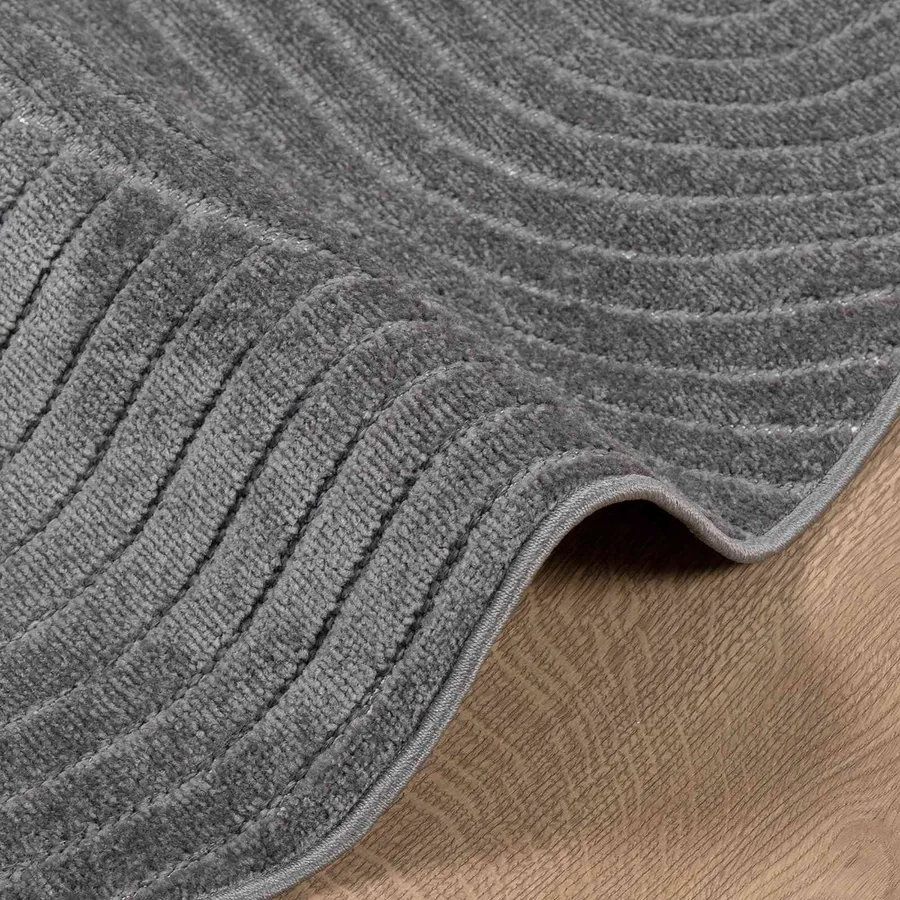 Tapis de surface Rond PALMERAS Anthracite Ø 160 CM Polyester - 6