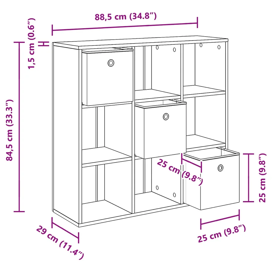 Buffet avec tiroir Chêne Sonoma 88,5 x 29 x 84,5 cm - 13