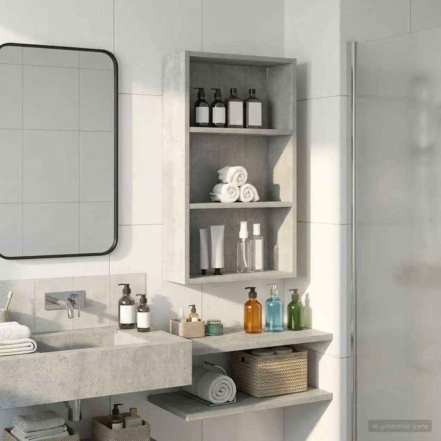 Armoire murale de salle de bain Gris Béton 40 x 14 x 70 cm - 4