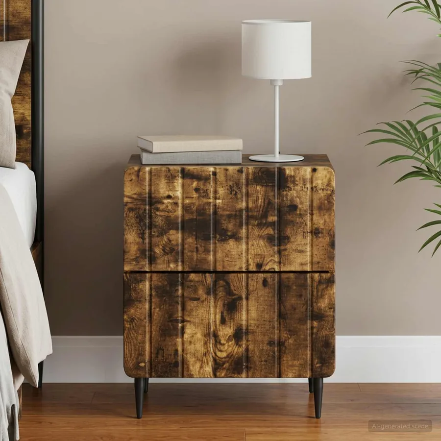 Cabinet de chevet avec tiroir Chêne fumé 43 x 34,5 x 49,5 cm