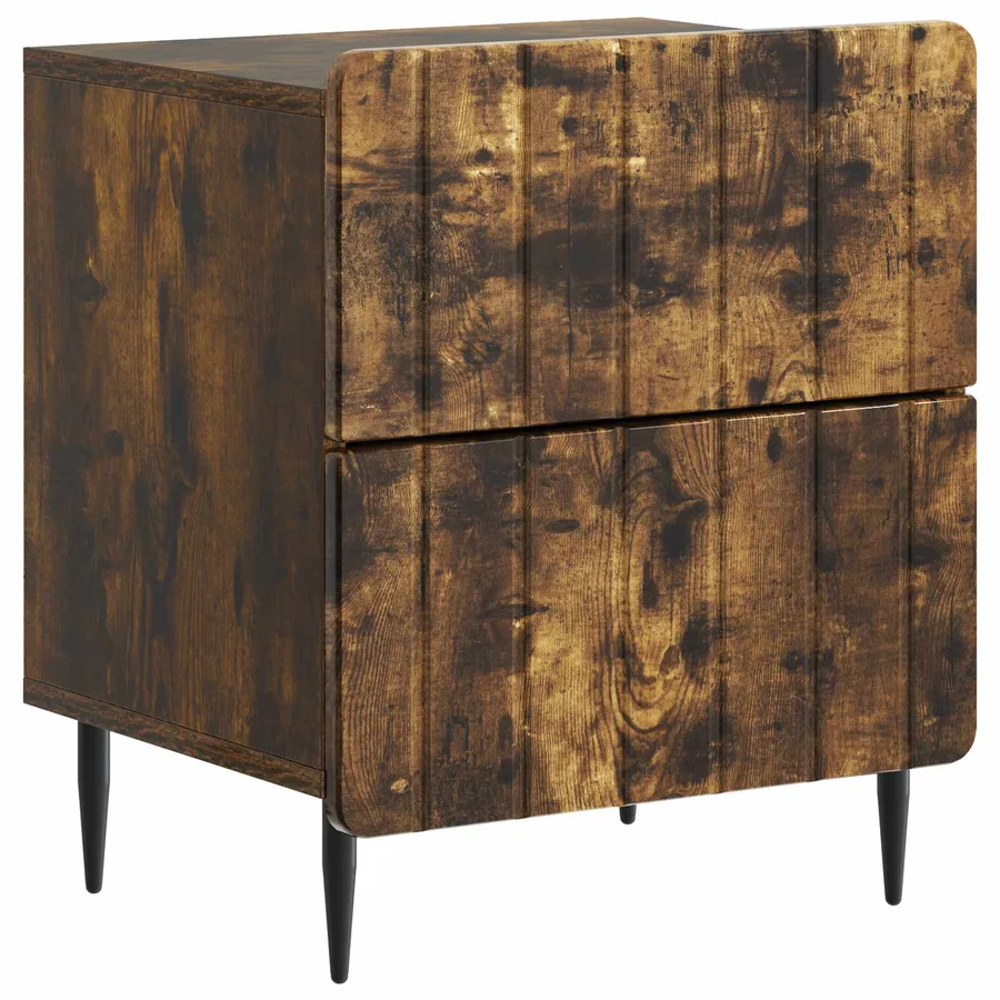Cabinet de chevet avec tiroir Chêne fumé 43 x 34,5 x 49,5 cm - 2