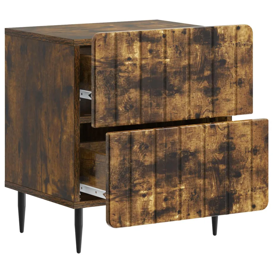 Cabinet de chevet avec tiroir Chêne fumé 43 x 34,5 x 49,5 cm - 4