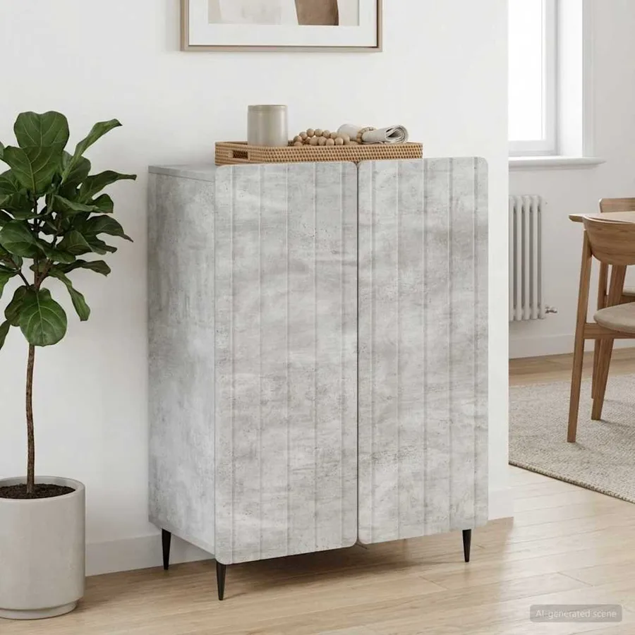 Buffet Gris béton 66 x 34,5 x 92 cm Bois d'ingénierie - 4