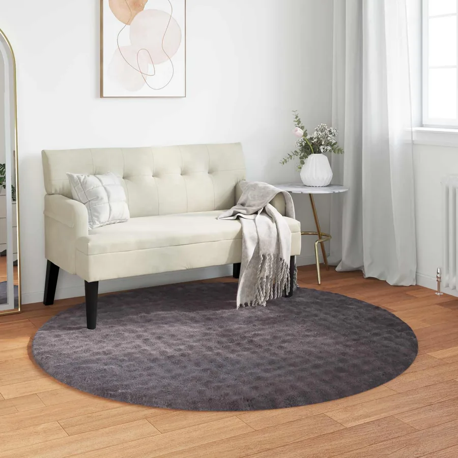 Tapis de surface Rond SIROLO Anthracite Ø 200 CM Polyester