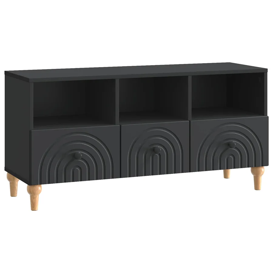 Meuble TV Noir 102 x 34,5 x 50 cm Bois d’ingénierie - 2