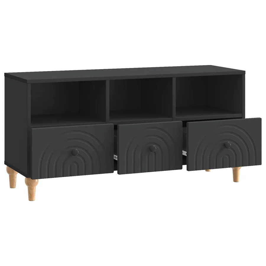 Meuble TV Noir 102 x 34,5 x 50 cm Bois d’ingénierie - 5