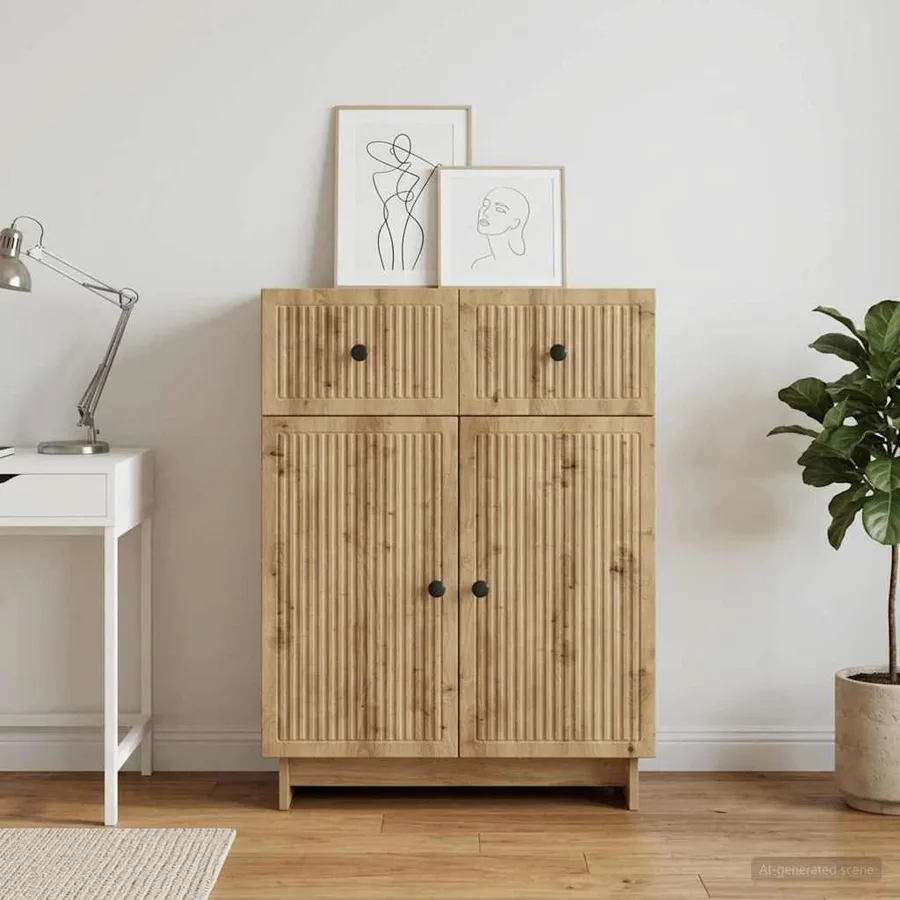 Buffet Chêne artisanal 66 x 34,5 x 90 cm Bois d'ingénierie - 4