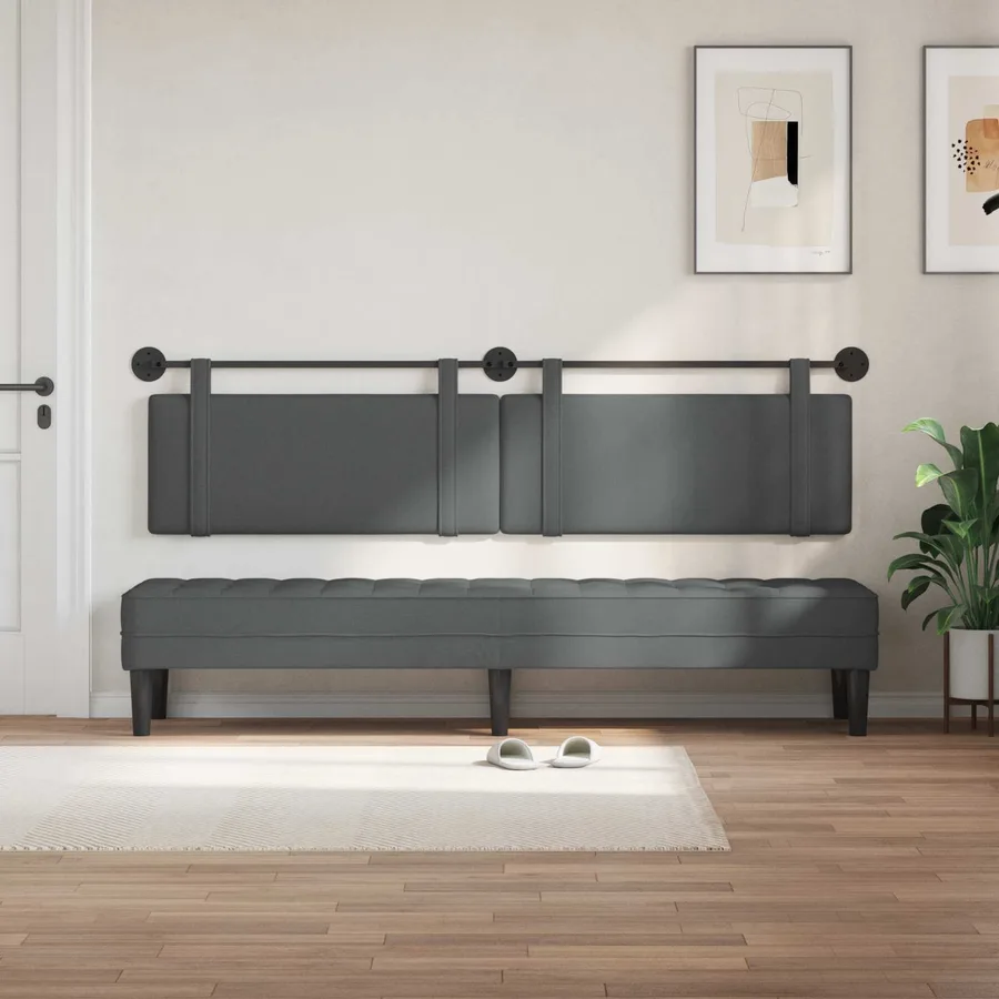 Tête de lit suspendue Gris foncé Tissu - 3