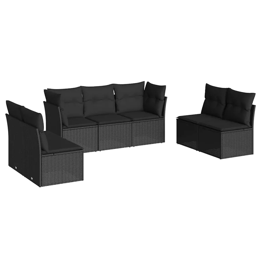 Salon de jardin 7 pcs avec coussins noir résine tressée 62 x 62 x 69 cm - 54,7 kg - 2