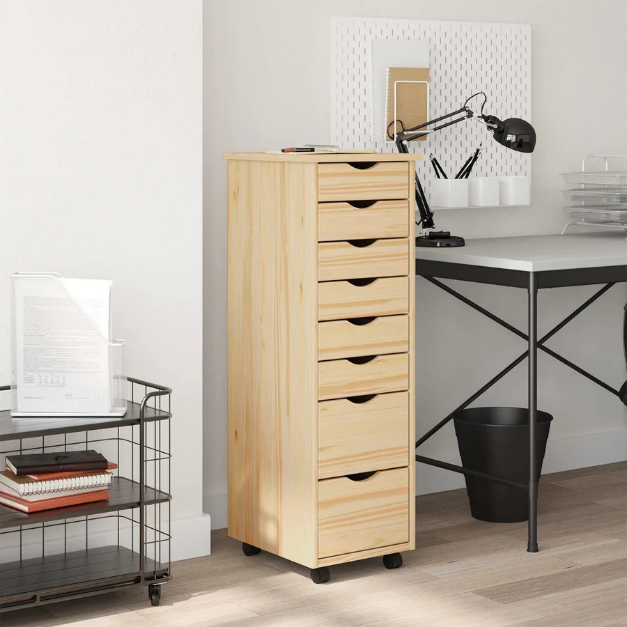 Cabinet Roulant avec Tiroirs avec roue MOSS Vernis transparent