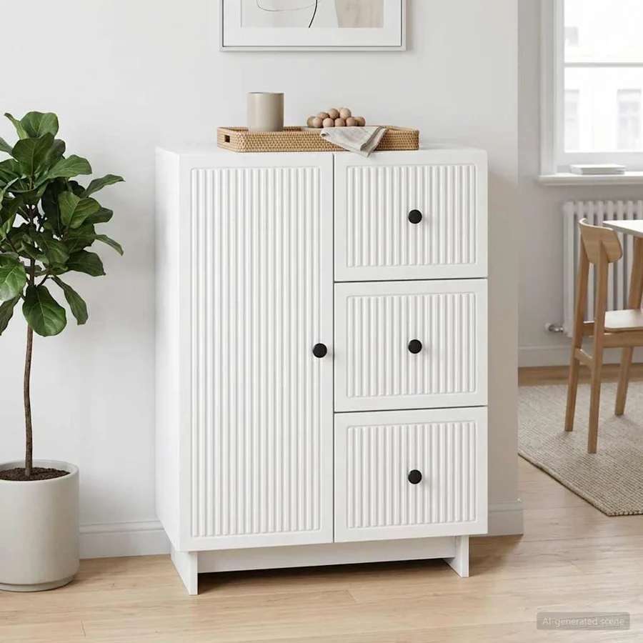 Buffet Blanc 66 x 34,5 x 90 cm Bois d'ingénierie - 4