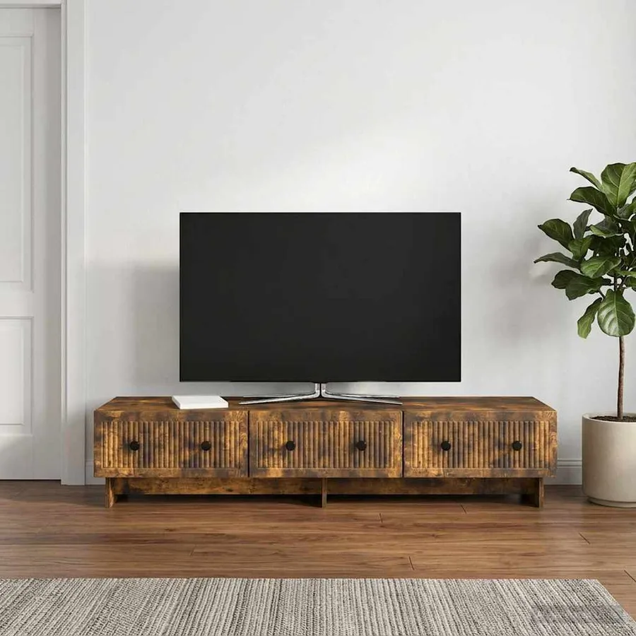 Meuble TV Chêne fumé 147 x 34,5 x 30 cm Bois d'ingénierie - 4