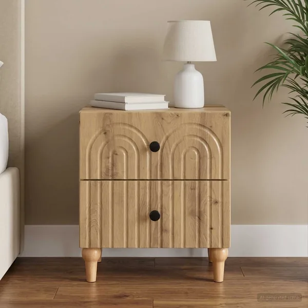 Cabinet de chevet Chêne artisanal 43 x 34,5 x 48 cm