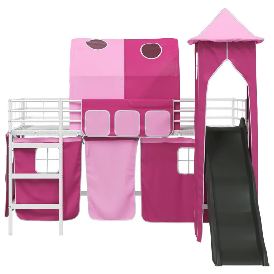 Lit mezzanine pour enfants Uni Blanc et rose 90 x 200 cm métal - 6