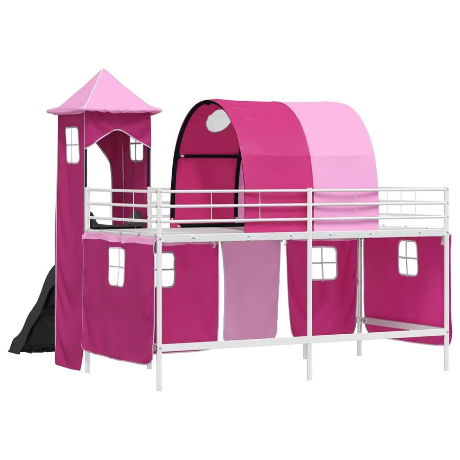 Lit mezzanine pour enfants Uni Blanc et rose 90 x 200 cm métal - 8