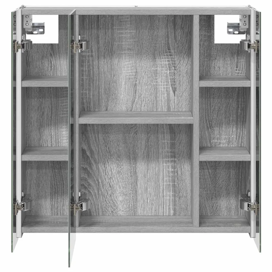 Armoire Miroir de Salle de Bain Gris Sonoma - 7