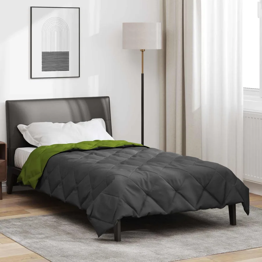 Duvet d'été simple Vert et Anthracite 220 x 140 cm Microfibre
