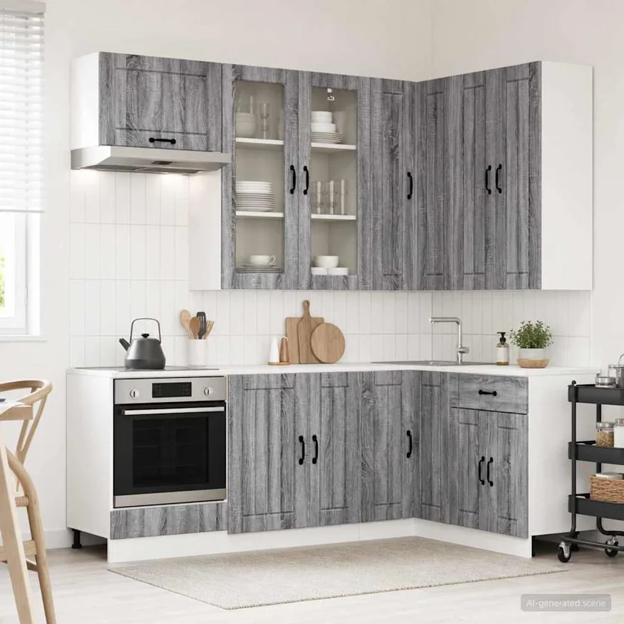 Unité de cuisine LUCCA 8 pcs Sonoma gris Bois d'ingénierie