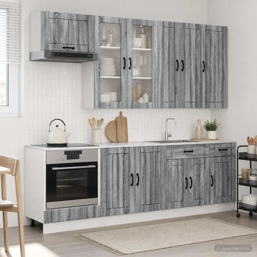 Unité de cuisine LUCCA 8 pcs Sonoma gris Bois d'ingénierie