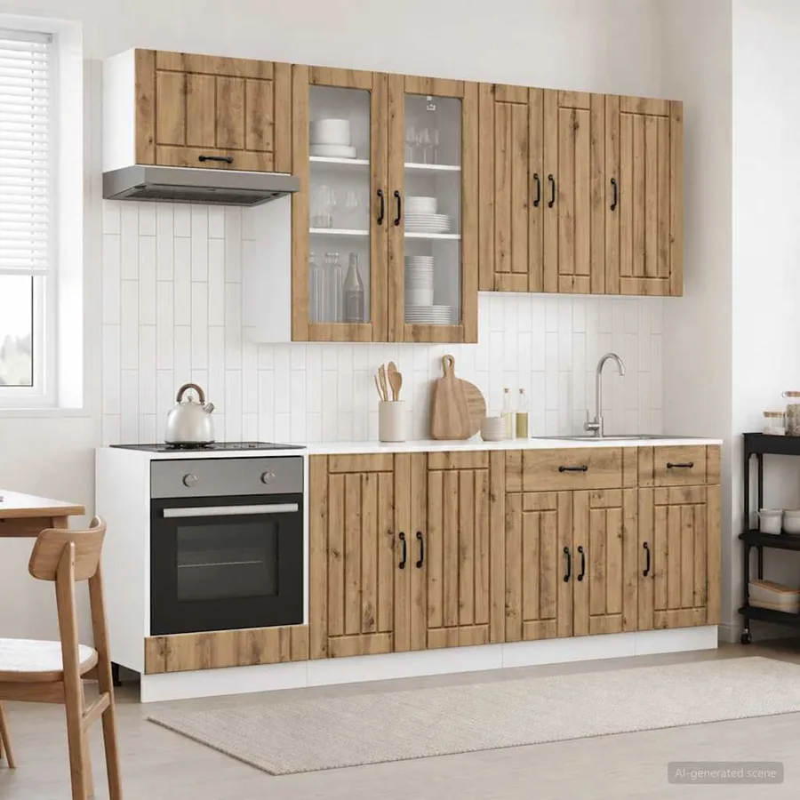 Unité de cuisine LUCCA 8 pcs Chêne artisanal Bois d'ingénierie