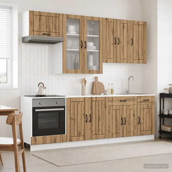 Unité de cuisine LUCCA 8 pcs Chêne artisanal Bois d'ingénierie