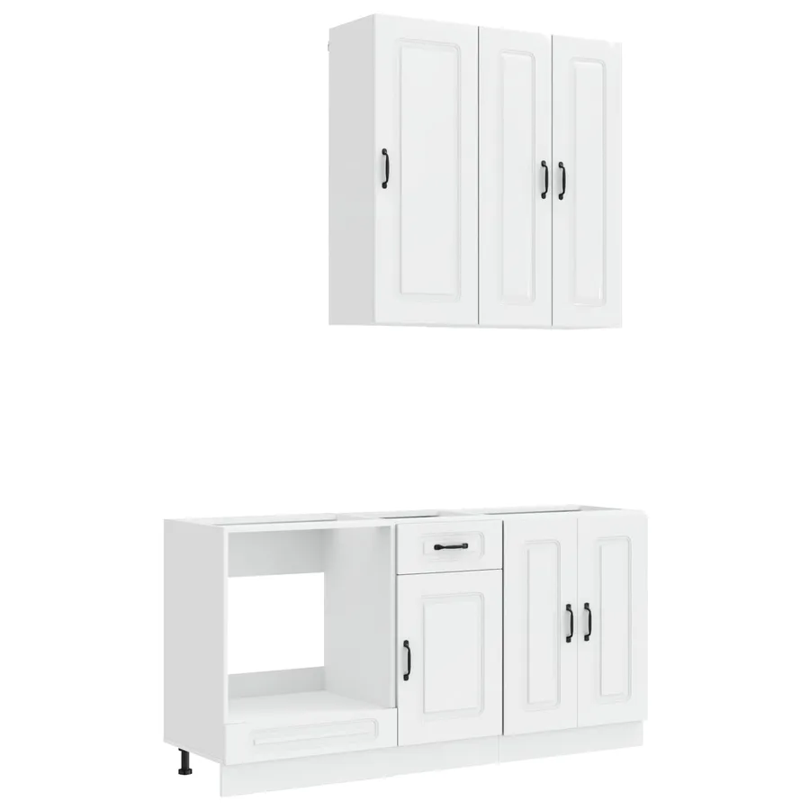 Unité de cuisine KALMAR 5 pcs Blanc brillant Bois d'ingénierie - 2