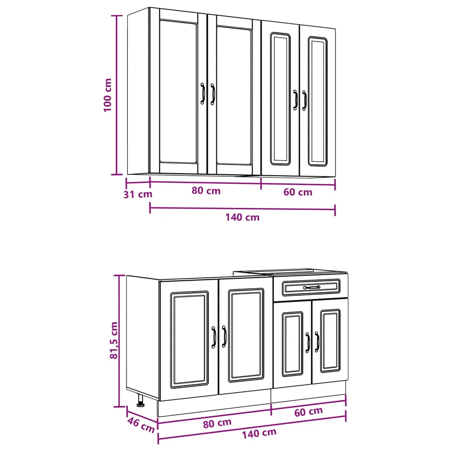 Unité de cuisine KALMAR 4 pcs Sonoma gris Bois d'ingénierie - 7