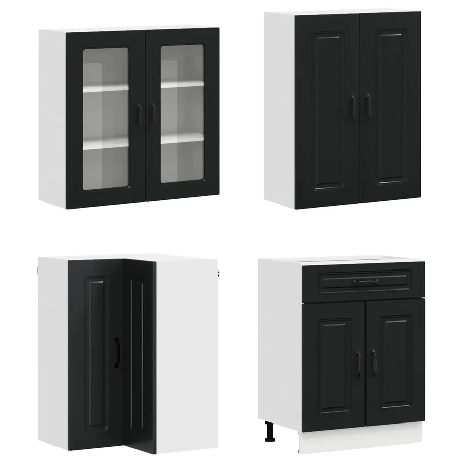 Unité de cuisine KALMAR 8 pcs Noir Bois d'ingénierie - 3