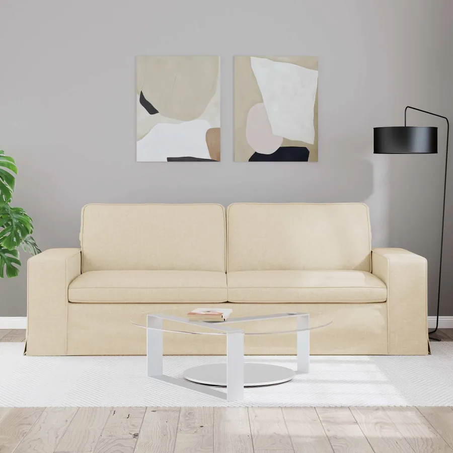 Canapé Crème 222 x 80 x 82 cm tissu - 3