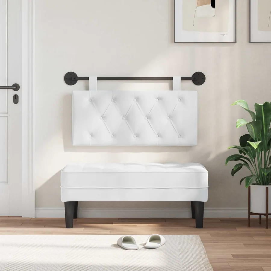 Tête de lit suspendue Blanc Tissu - 3