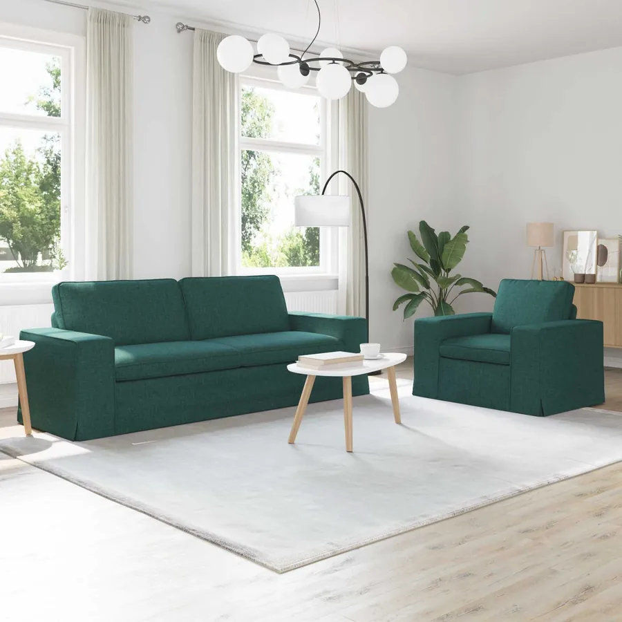 Ensemble de Canapés 2 pcs Vert foncé 222 x 80 x 82 cm tissu