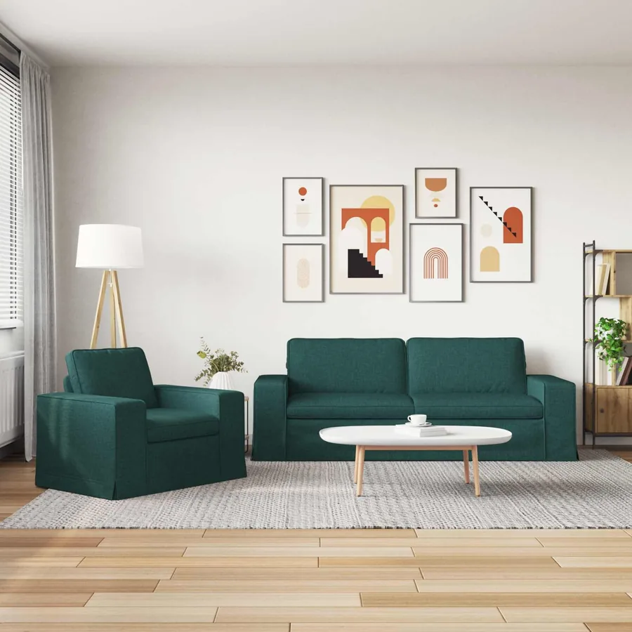 Ensemble de Canapés 2 pcs Vert foncé 222 x 80 x 82 cm tissu - 3