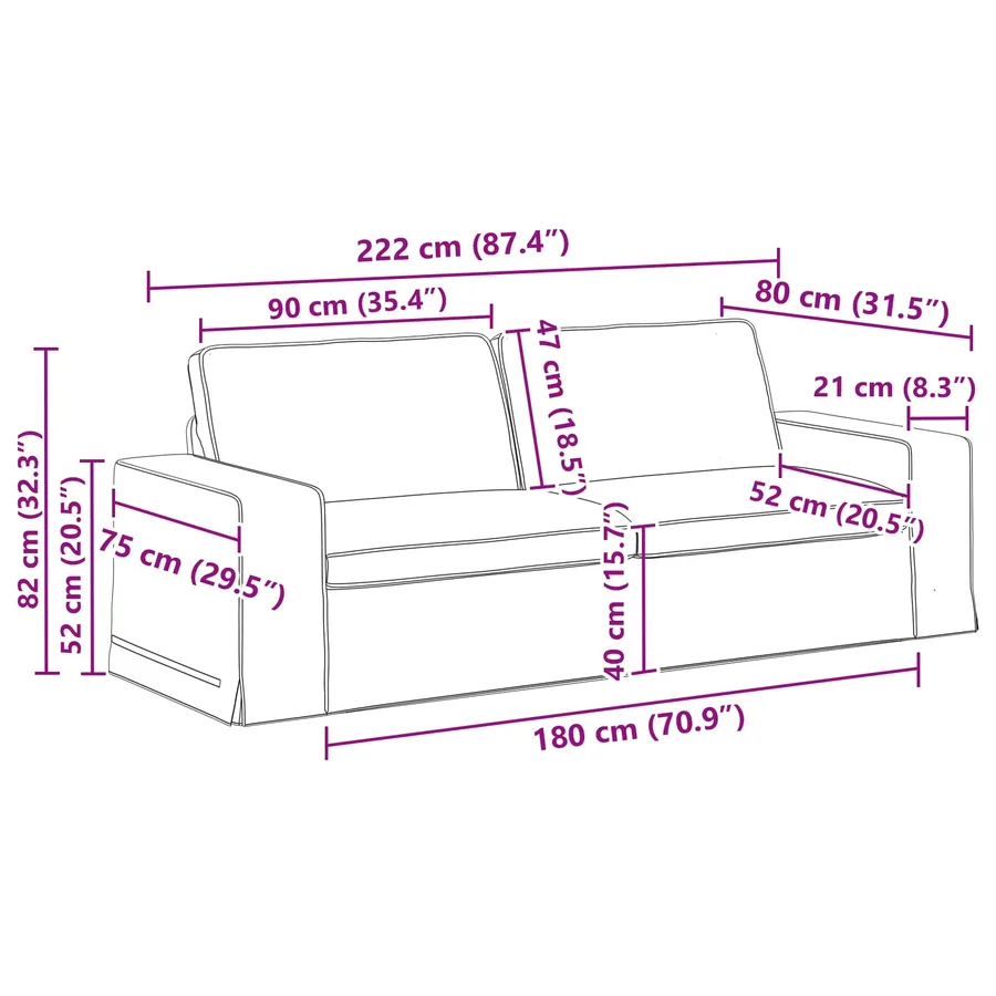 Ensemble de Canapés 2 pcs Crème 222 x 80 x 82 cm tissu - 10